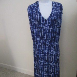 H by HALSTON Woman Three Tone Blue Abstract Print P/On Sleeveless size 24W NWOT